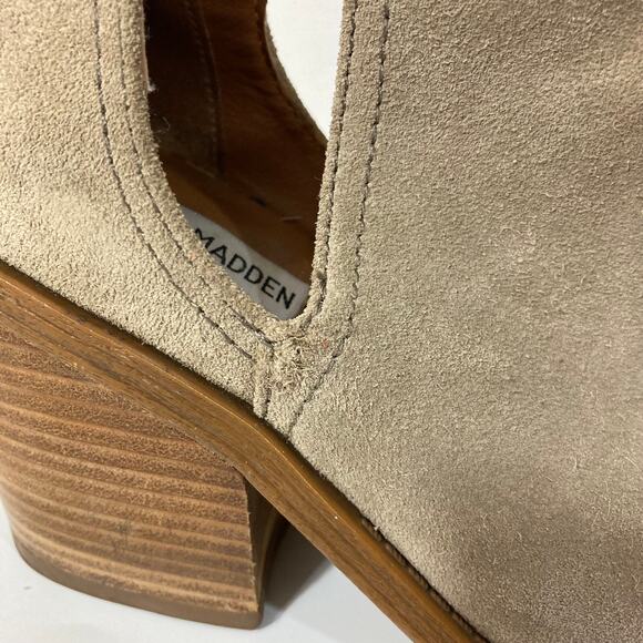 Steve Madden Suede Leather Ankle Boots, womens 7.5 stacked block heel bootie - Picture 12 of 14